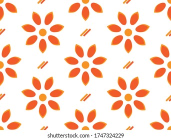 Orange flowers on a white background. Seamless texture.