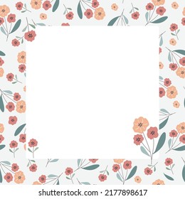 orange flowers paper border background