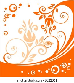 Orange flowers pattern on a white background. Digital illustration.