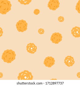 orange flowers, peonies, on orange backgrounds, vector art pattern