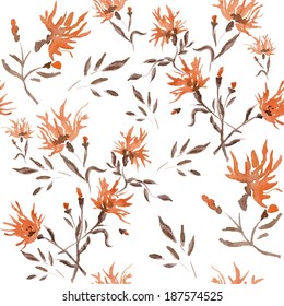 Orange flowers seamless pattern