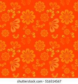 orange flowers seamless pattern