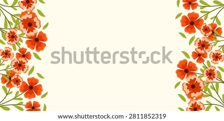 Orange Flowers Side Border Blank Business Card Design