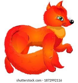 orange fluffy fox alone isolated