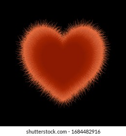 Orange fluffy heart. Isolated vector illustration. Use for printing, posters, T-shirts, textile drawing, print pattern.