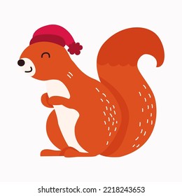 Orange Fluffy Squirrel with Bushy Tail Vector Illustration