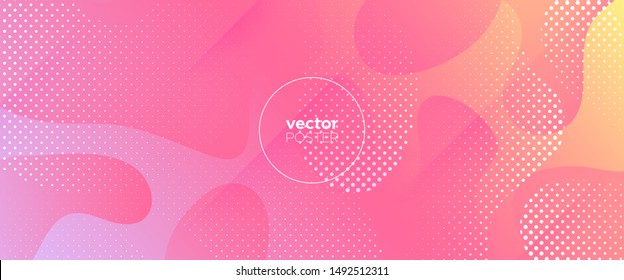 Orange Fluid Background. Multicolor Abstract Liquid. Gradient Geometric Poster. Vector Brochure. Fluid Illustration. Pastel 3d Liquid Shape. Trendy Dynamic Wallpaper. Graphic Banner. Flow Background.