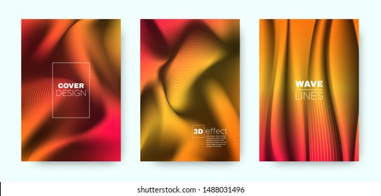 Orange Fluid Cover. Colorful Vector Concept. Dynamic Lines Pattern. Autumn 3d Brochure. Fluid Distorted Lines. Multicolor Dynamic Cover. Vector Shapes. 3d Fluid Brochure.
