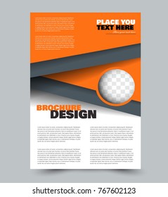 Orange flyer design. Abstract brochure or annual report template. Vector illustration. 