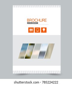Orange flyer design template with built in images. Brochure for business, education, presentation, advertisement. Corporate identity concept. Editable vector illustration.