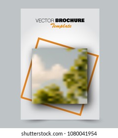 Orange flyer design template. Tech style background. Brochure for business, education, presentation, advertisement. Corporate identity concept. Editable vector illustration.