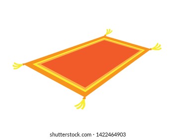 orange flying magic carpet, white background

