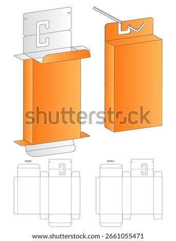 Orange Foldable Cardboard Hanging Box 3D Die-Cut Template Mockup