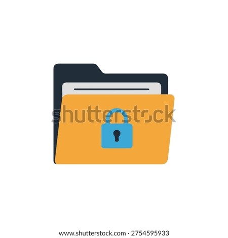 Orange folder with a blue padlock icon, representing secure document storage and data privacy.