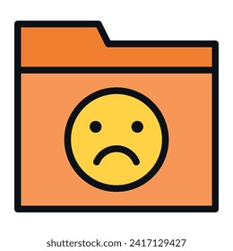 Orange folder icon with a sad face emoji, indicating an error or problem with a file or directory.