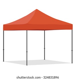 Orange Folding Tent Vector Illustration. Pop Up Gazebo. Canopy Tent