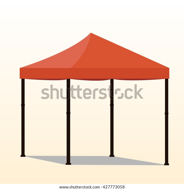 Orange folding tent vector illustration. Pop up\
gazebo. Canopy tent