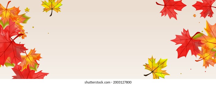 Orange Foliage Background Beige Vector. Floral Decor Design. Red Beautiful Plant. Abstract Leaf Template.