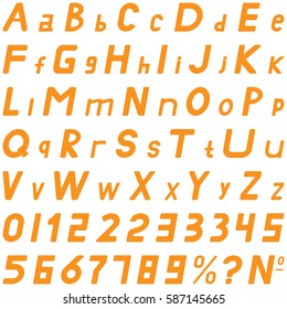 Orange fonts middle sloping style hand work for commerce use and other.
