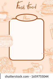 orange food doodle sketch menu template. new vector stock illustration