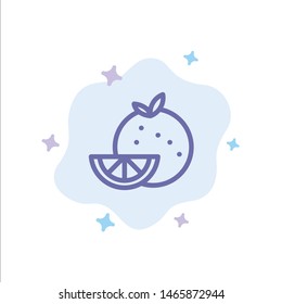 Orange, Food, Fruit, Madrigal Blue Icon on Abstract Cloud Background. Vector Icon Template background