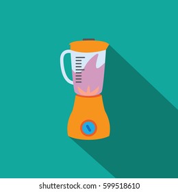 orange food processor icon illustration or kitchen blender flat design with a purple juice isolated simple modern. one clean vector mixer is on for summer