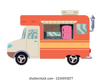 orange food truck isolated icon