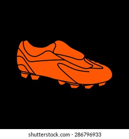 Orange Football boots - vector illustration on a black background