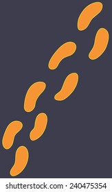 Orange footsteps over dark background vector cartoon