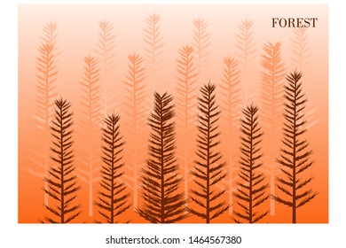 orange forest background design. vector illustration