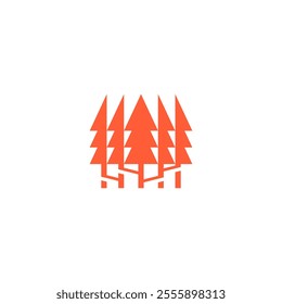 Orange Forest Tree Adventure and Outdoor Logo Design Vector