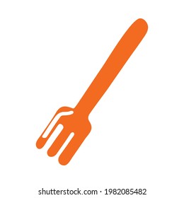 icono aislado de la cuchillería de horquilla naranja