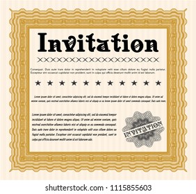 Orange Formal invitation. With complex background. Superior design. Customizable, Easy to edit and change colors. 