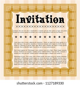 Orange Formal invitation. Complex background. Money Pattern. Detailed. 