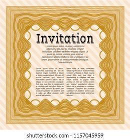 Orange Formal invitation. With complex background. Vector illustration. Cordial design. 
