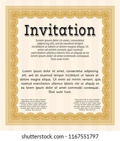 Orange Formal invitation. With complex background. Customizable, Easy to edit and change colors. Money design. 