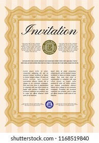 Orange Formal invitation. With complex background. Elegant design. Customizable, Easy to edit and change colors. 