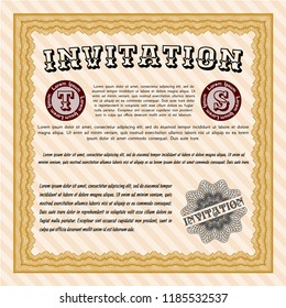 Orange Formal invitation. Complex background. Vector illustration. Sophisticated design. 