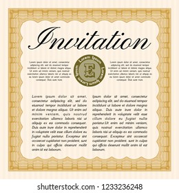 Orange Formal invitation. Complex background. Money style design. Customizable, Easy to edit and change colors. 