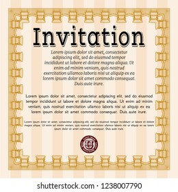 Orange Formal invitation. Complex background. Lovely design. Customizable, Easy to edit and change colors. 