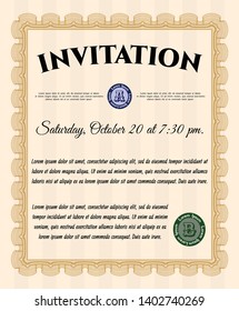 Orange Formal invitation. With complex background. Customizable, Easy to edit and change colors. Nice design. 