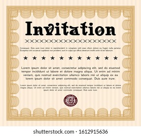 Orange Formal invitation. Complex background. Retro design. Customizable, Easy to edit and change colors. 