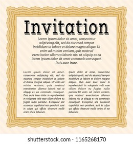 Orange Formal invitation. Customizable, Easy to edit and change colors. With complex linear background. Artistry design. 