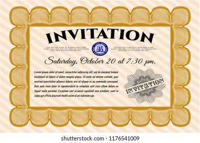 Orange Formal invitation. Customizable, Easy to edit and change colors. With background. Superior design. 