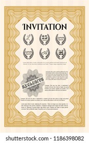 Orange Formal invitation. Customizable, Easy to edit and change colors. With complex background. Superior design. 