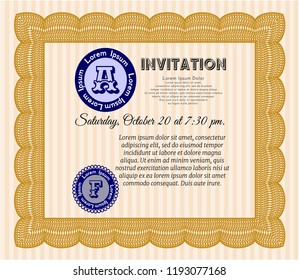 Orange Formal invitation. Customizable, Easy to edit and change colors. With linear background. Sophisticated design. 