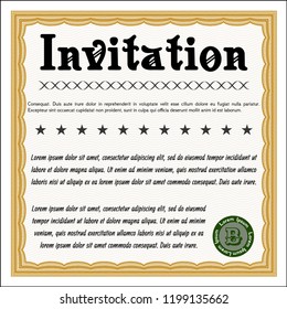 Orange Formal invitation. Customizable, Easy to edit and change colors. With linear background. Money style design. 