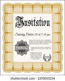 Orange Formal invitation. Customizable, Easy to edit and change colors. Complex background. Beauty design. 