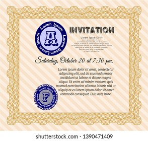 Orange Formal invitation. Customizable, Easy to edit and change colors. Easy to print. Superior design. 