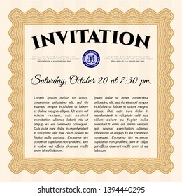 Orange Formal invitation. Customizable, Easy to edit and change colors. With complex background. Retro design. 
